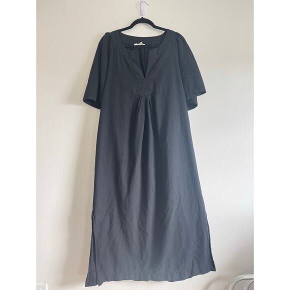 Tuckernuck Pomander Place Black Cotton Maxi Kaftan Dress Women’s XXXL Lagenlook - Picture 1 of 7